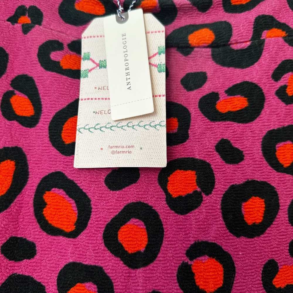 Farm Rio x Anthropologie Halley Knit Mini Skirt In Pink Animal Print Size S NWT - Picture 5 of 5